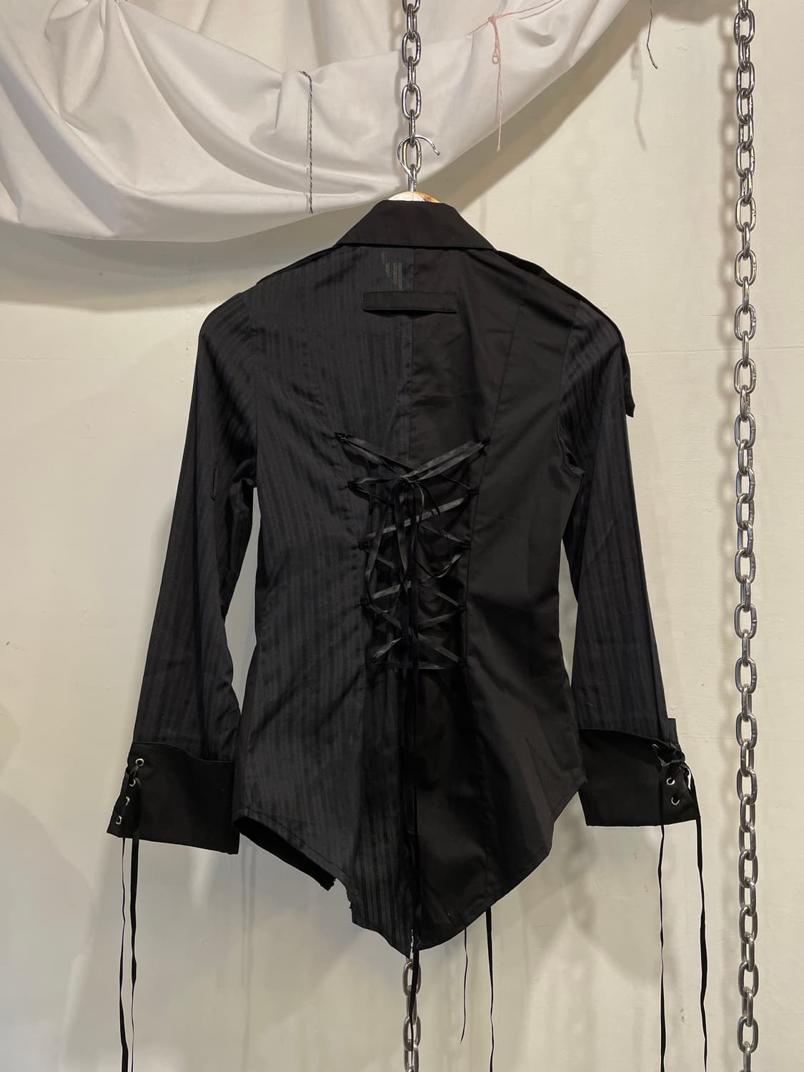 body line 바디라인 스트라이프 스트랩 블랙 셔츠 고딕 고스 펑크 상품이미지5