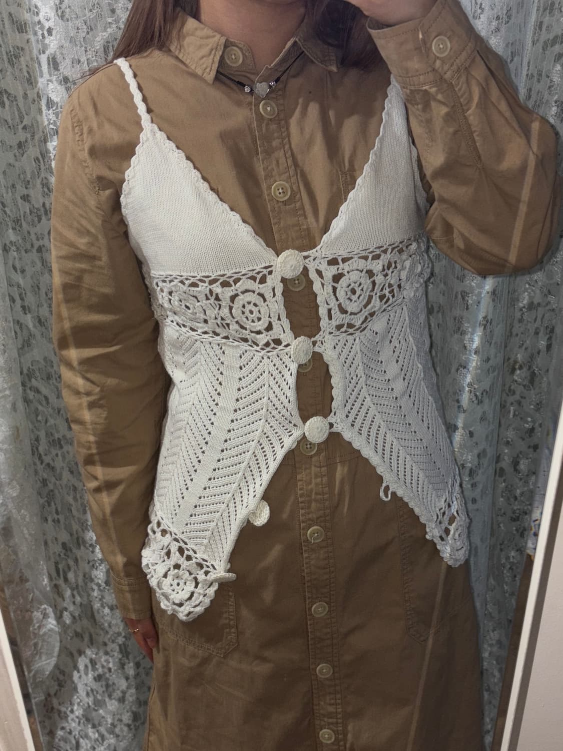 화이트 니트 슬리브리스 상품이미지3