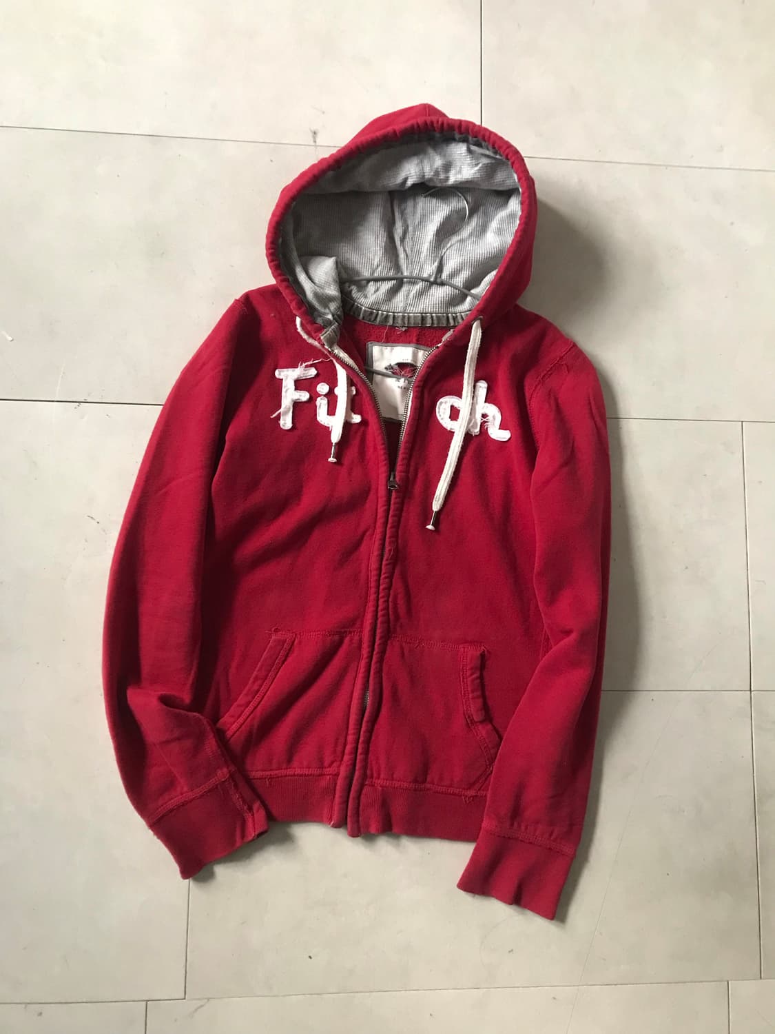 아베크롬비 딥레드 슬림핏 후드집업 상품이미지8