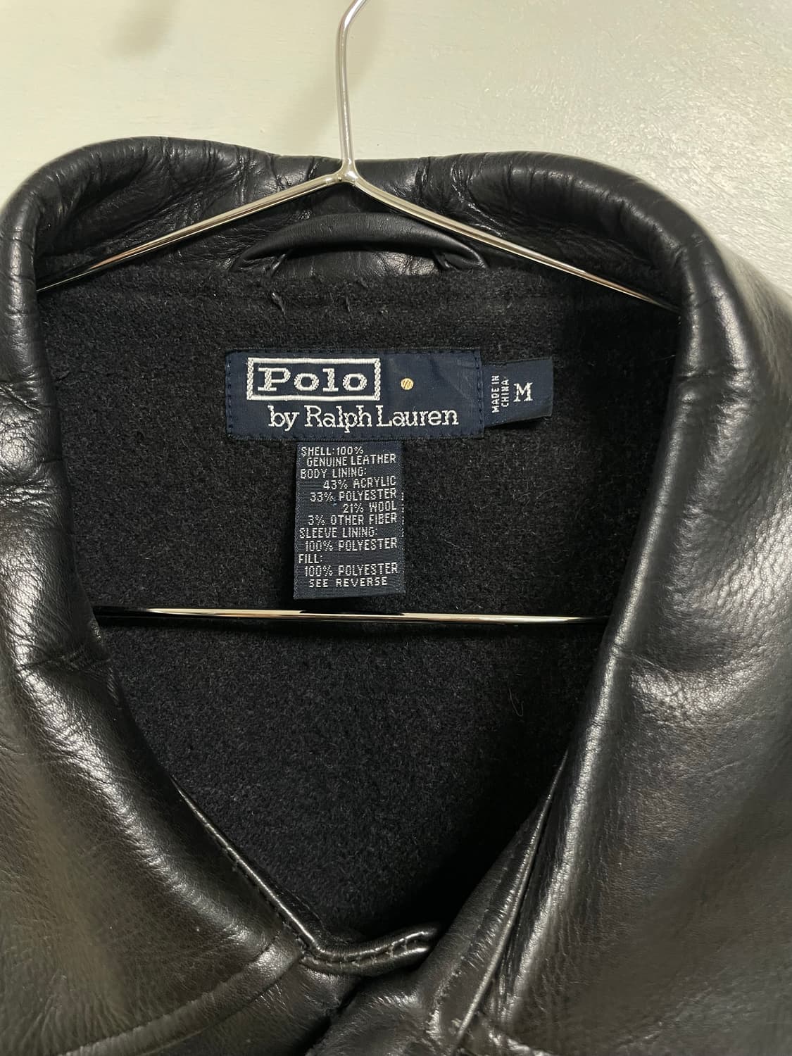 90s 폴로 랄프로렌 레더 카코트 블랙 (M) 상품이미지3
