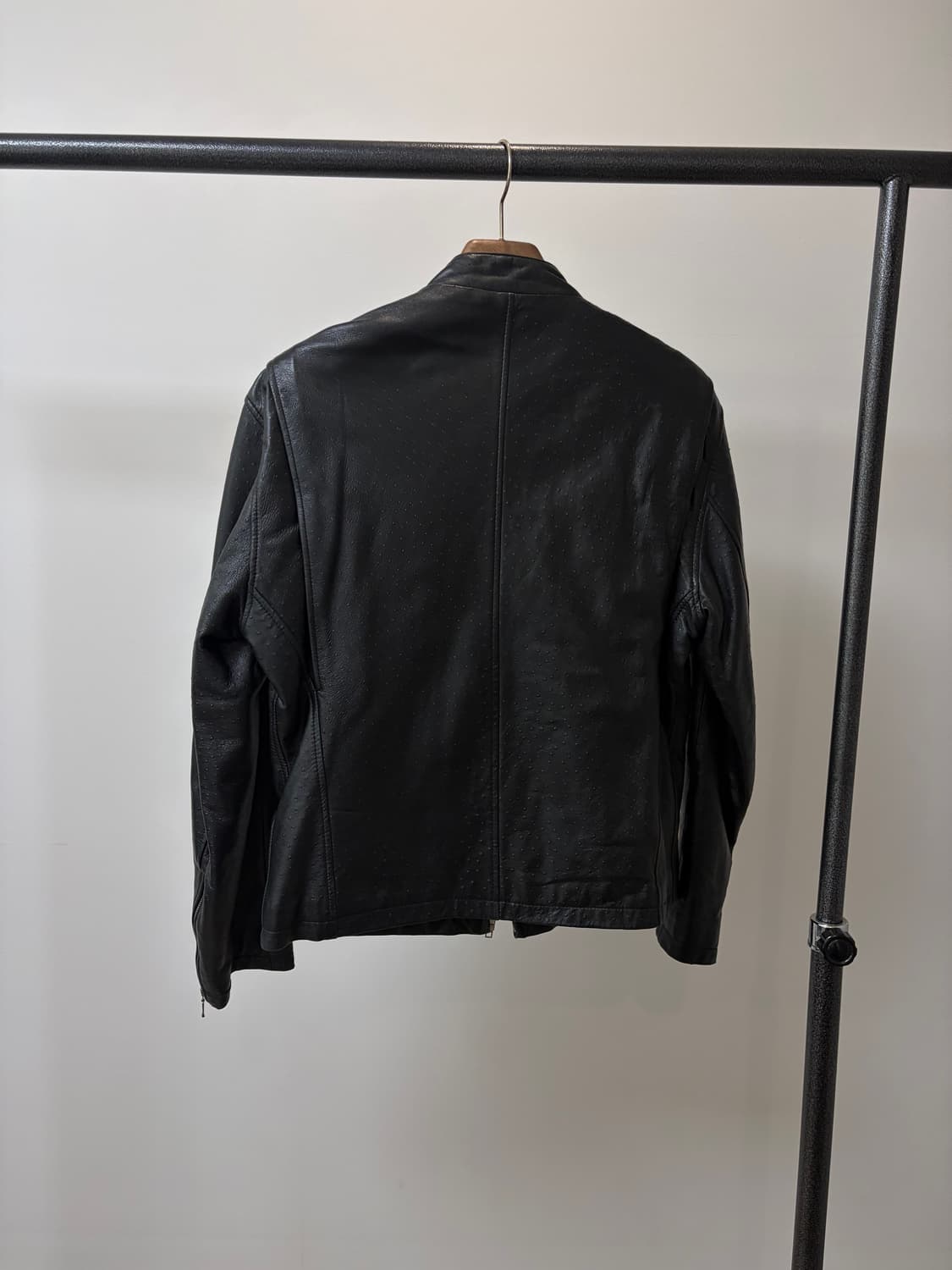 (M) cowoo 싱글라이더 도트패턴 램스킨 양가죽 자켓 상품이미지4