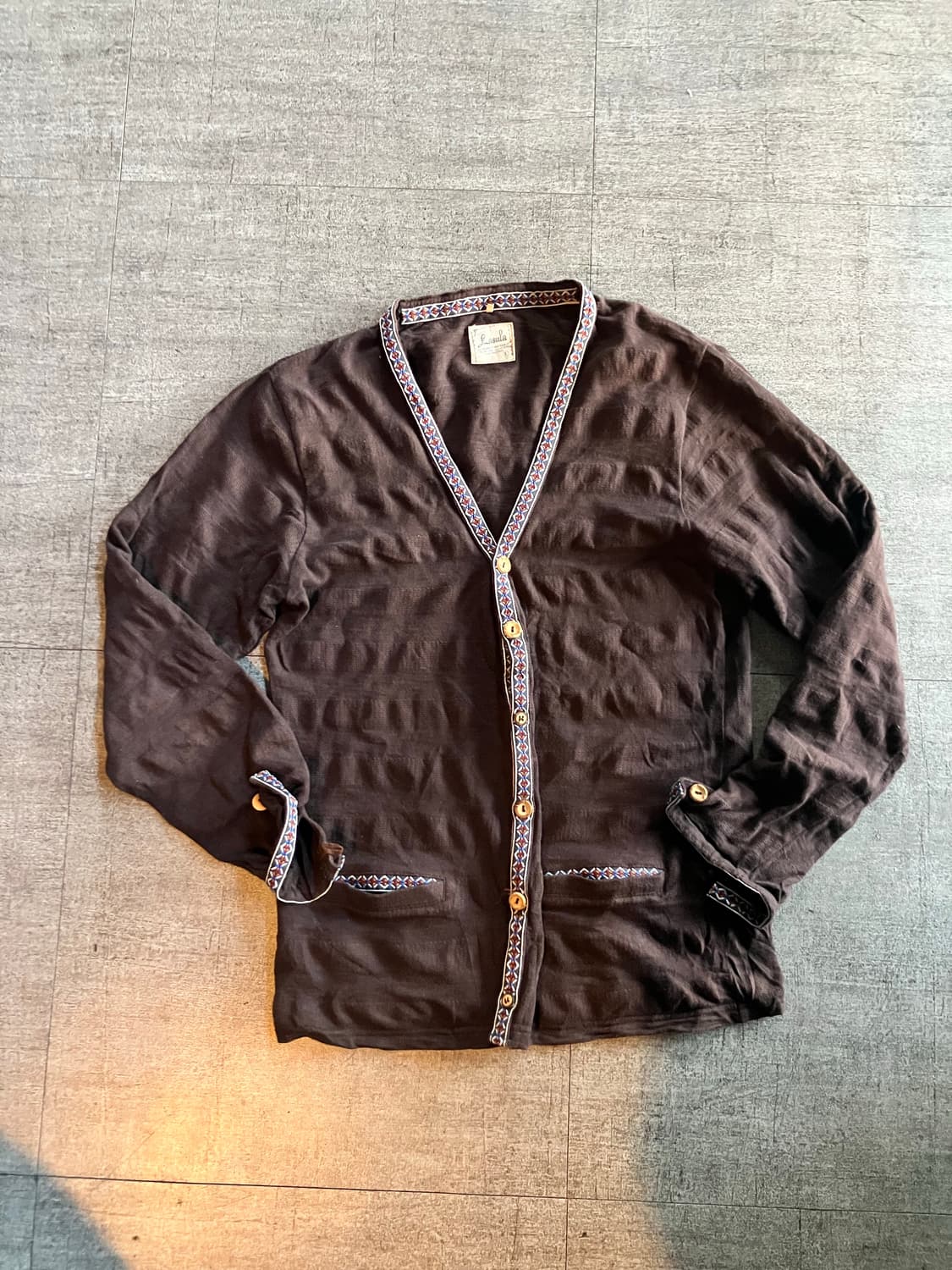 일본빈티지 Lasula 핀터깔 아메카지 모리걸너드남 보헤미안가디건 상품이미지1