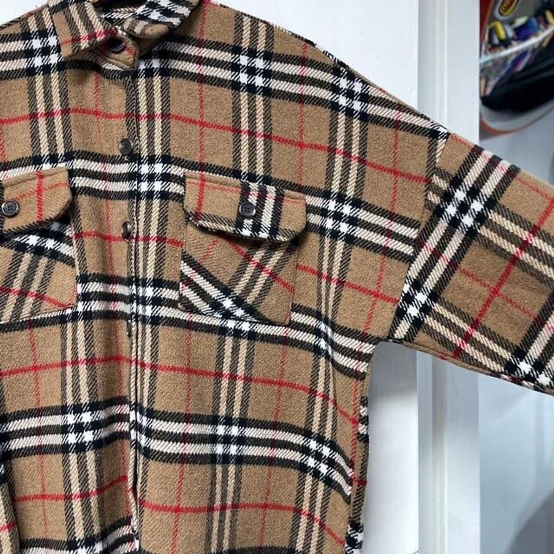 브라운 워치 타탄 체크 플란넬 셔츠 (XL)  상품이미지2