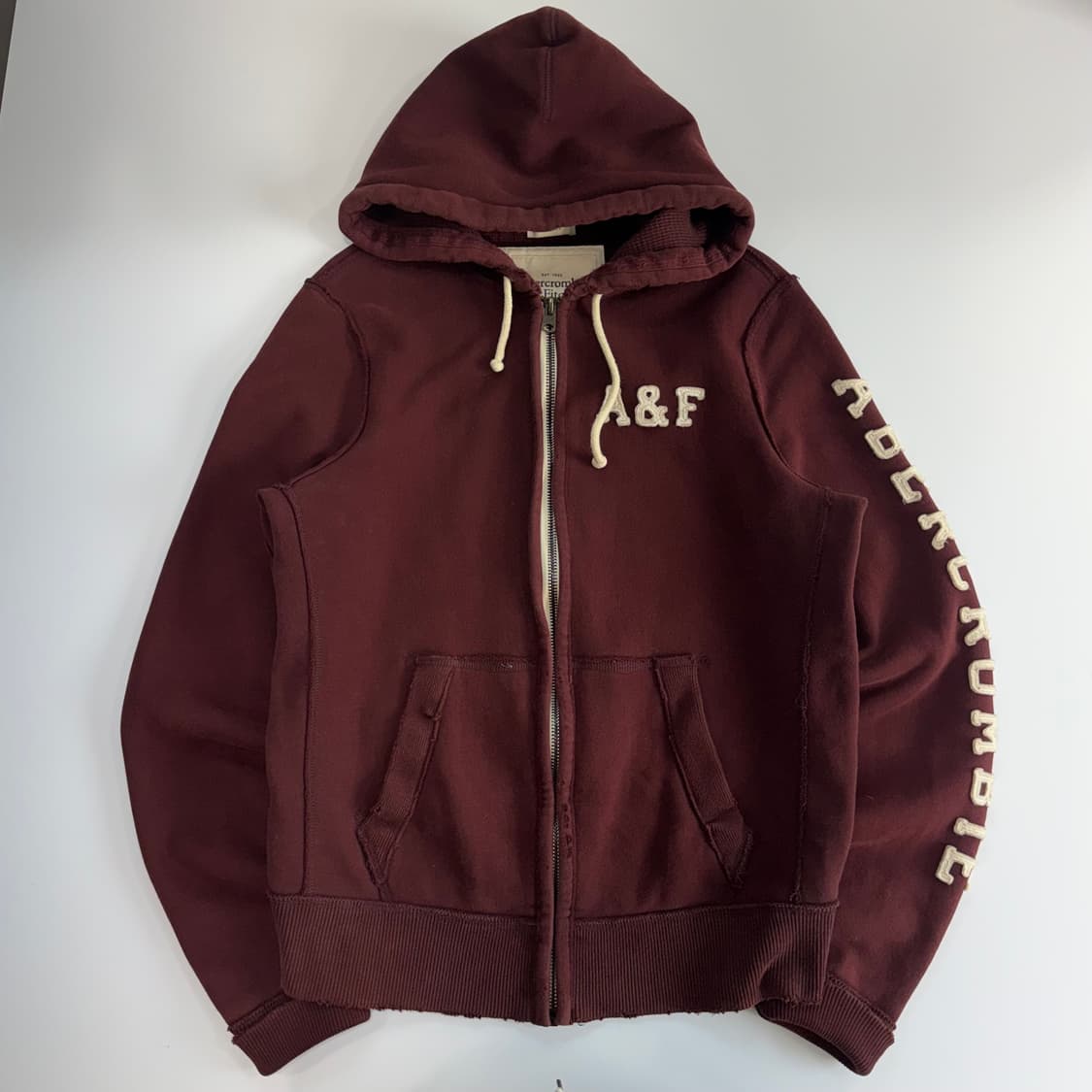 Abercrombie 아베크롬비 사이드 로고 버건디 후드집업  상품이미지3