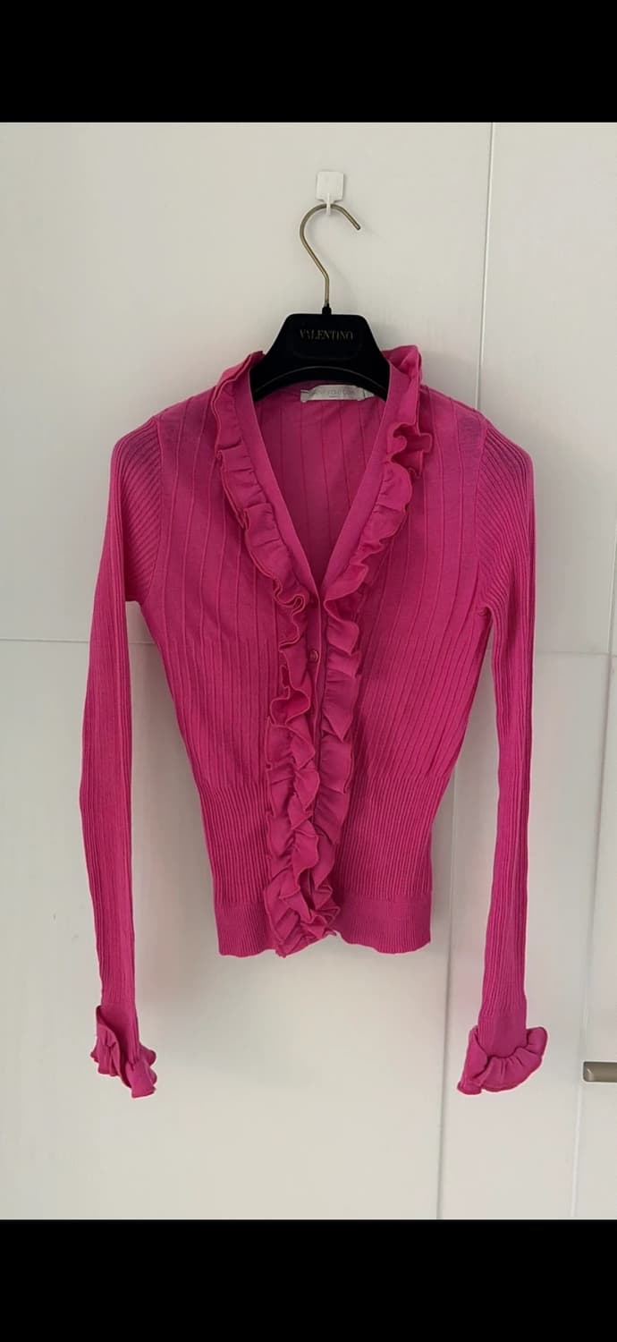 안느 퐁텐 핑크 프릴 니트 가디건44,마른55 정품 상품이미지1
