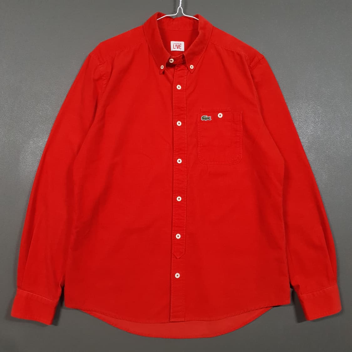 100 (L) 라코스테 라이브 크록 포켓 코듀로이 셔츠 골덴 남방 레드 상품이미지1