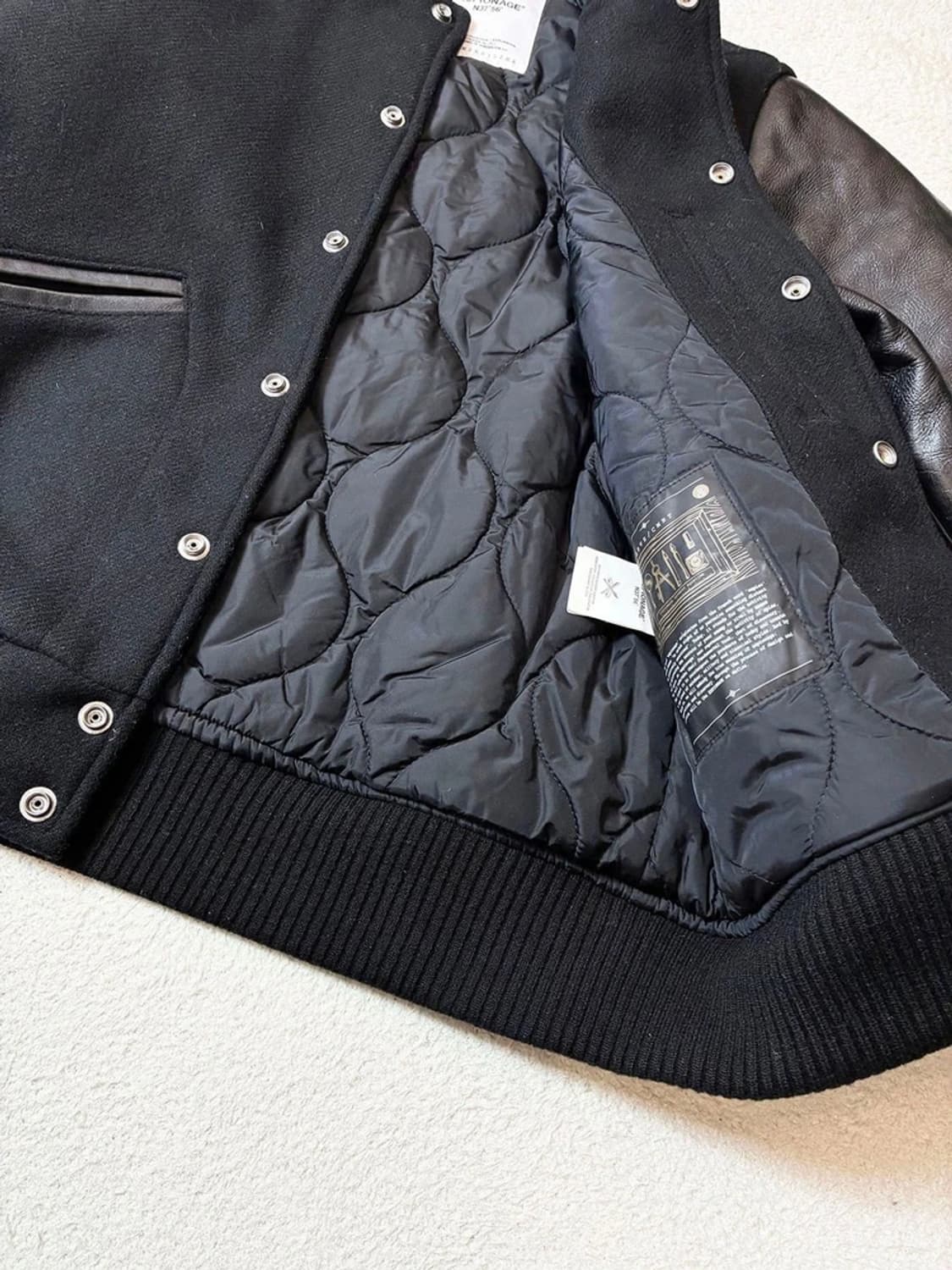 에스피오나지 신슐레이트 울 소가죽 배색 바시티 자켓 PN6949 상품이미지7