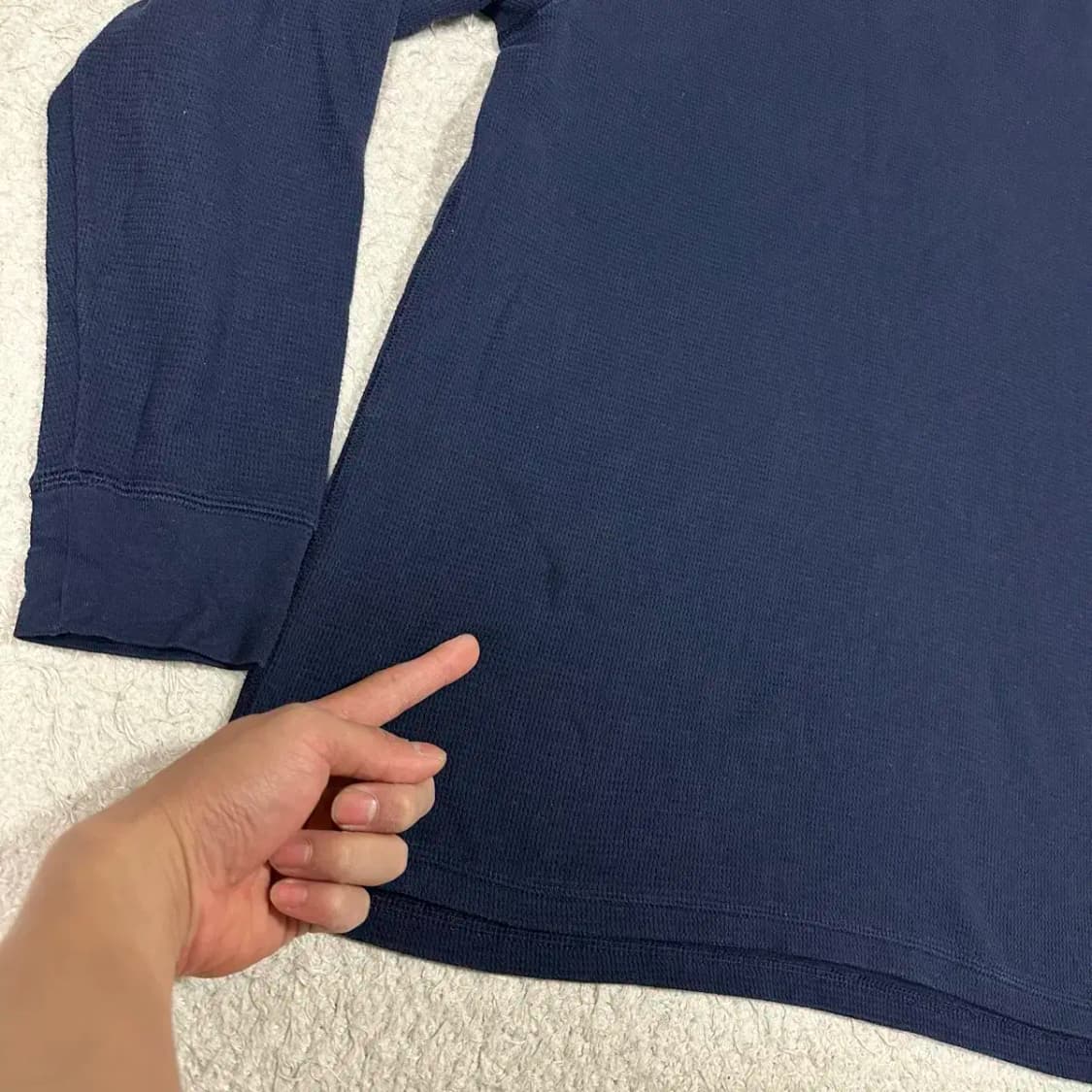 폴로 와플티 긴팔티 네이비 XL 상품이미지2