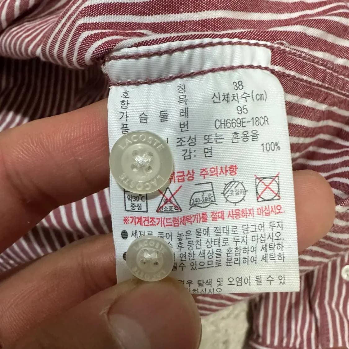 라코스테 셔츠 스트라이프 s 95 상품이미지4