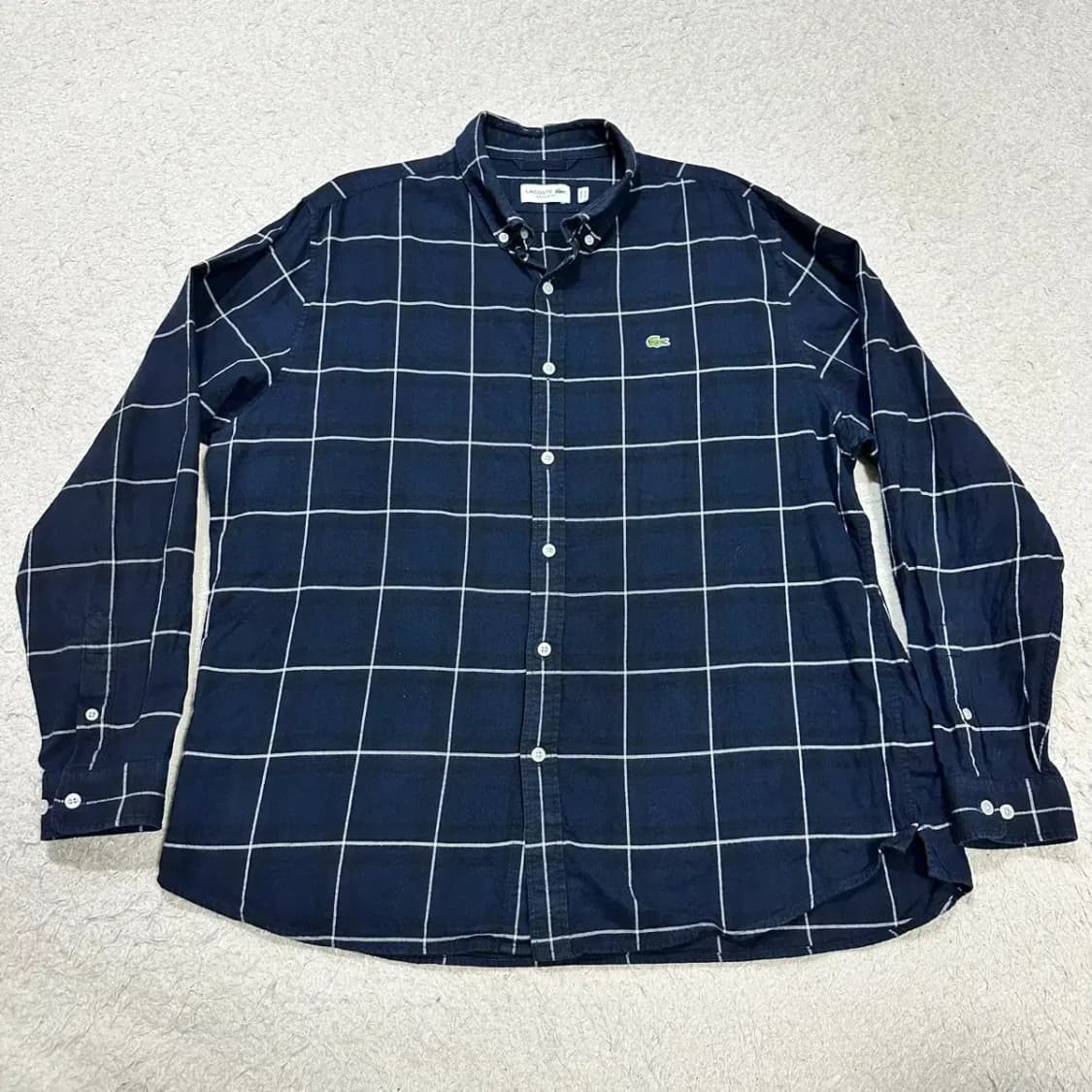 라코스테 셔츠 체크 네이비 XL 110 상품이미지1