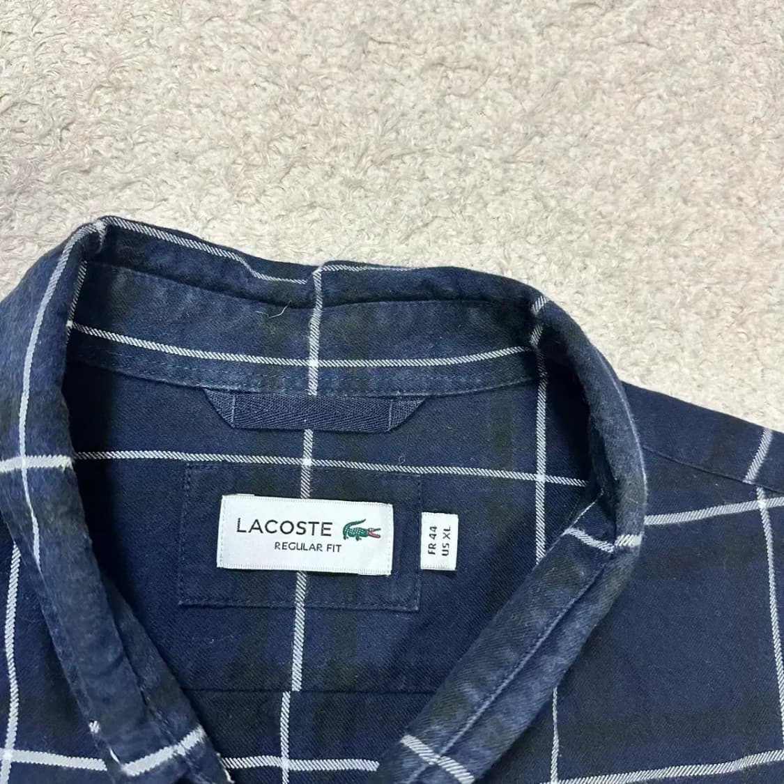 라코스테 셔츠 체크 네이비 XL 110 상품이미지3