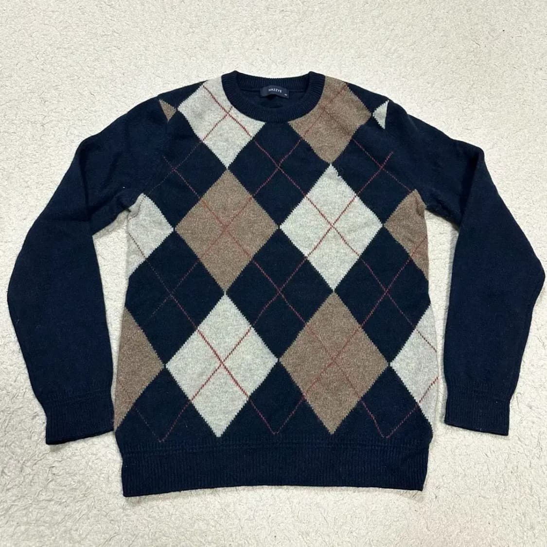 헤지스 니트 아가일 100 상품이미지1