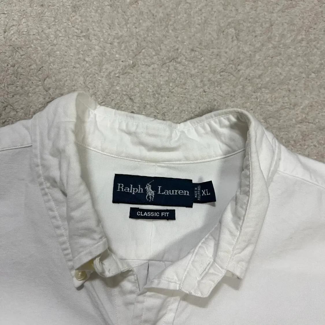 폴로 반팔 셔츠 오버핏 화이트 XL 상품이미지3