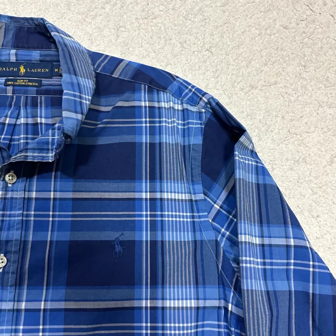 폴로 셔츠 남방 체크 블루 m 상품이미지2