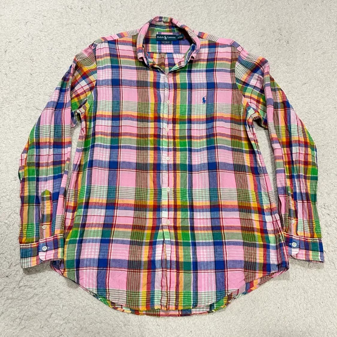 폴로 린넨 셔츠 체크 L 상품이미지1