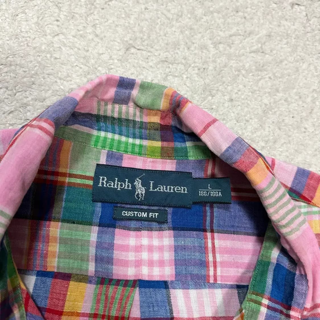 폴로 린넨 셔츠 체크 L 상품이미지2