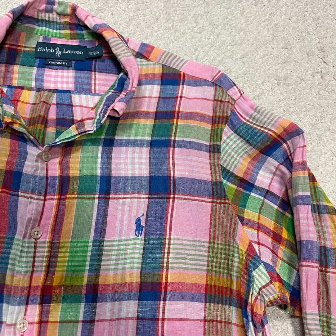 폴로 린넨 셔츠 체크 L 상품이미지5