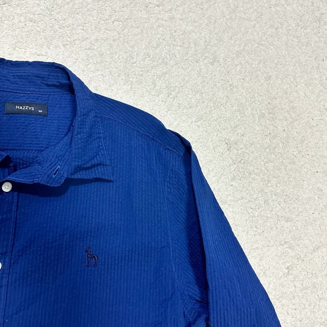 헤지스 시어서커 셔츠 네이비 100 상품이미지2