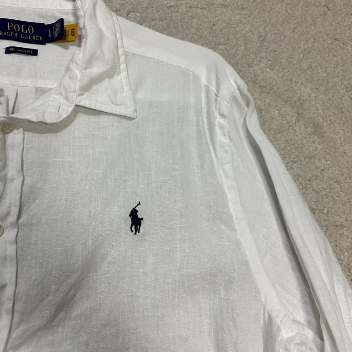 폴로 랄프로렌 린넨 셔츠 화이트 긴팔 L 상품이미지2