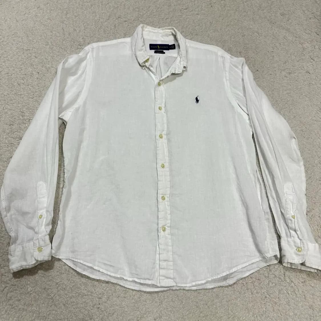 폴로 랄프로렌 린넨 긴팔 셔츠 화이트 m 상품이미지1