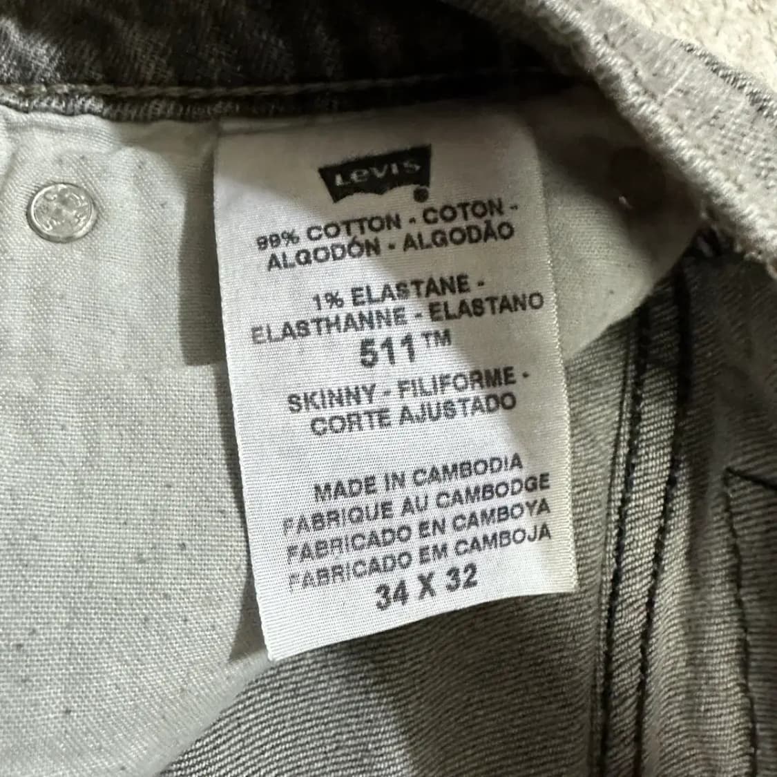 리바이스 511 스키니 그레이진 데님 팬츠 34인치 상품이미지3