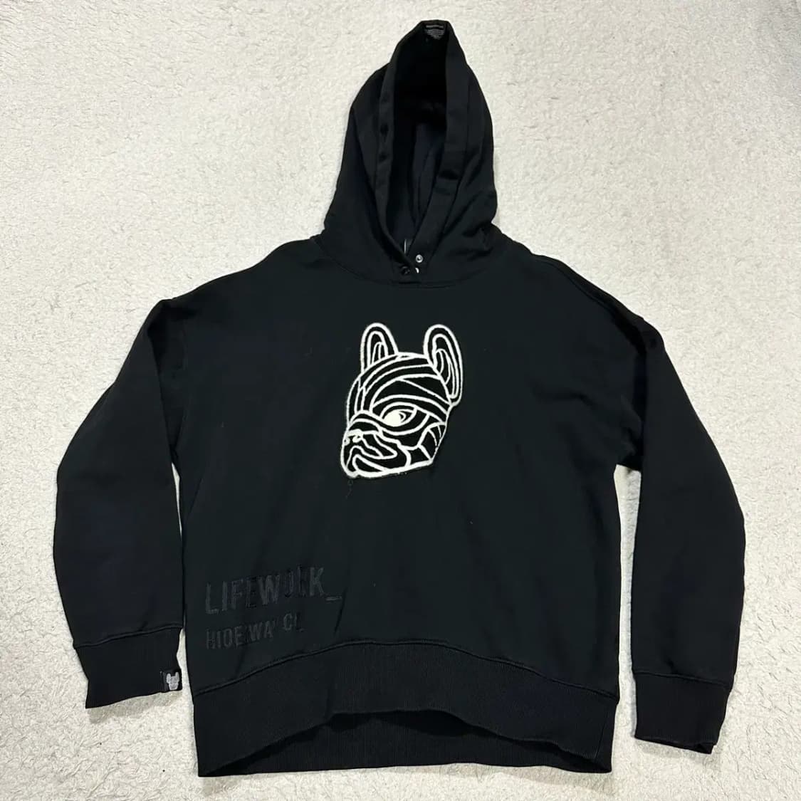 라이프워크 강아지 자수 후드티 블랙 기모 free 상품이미지1