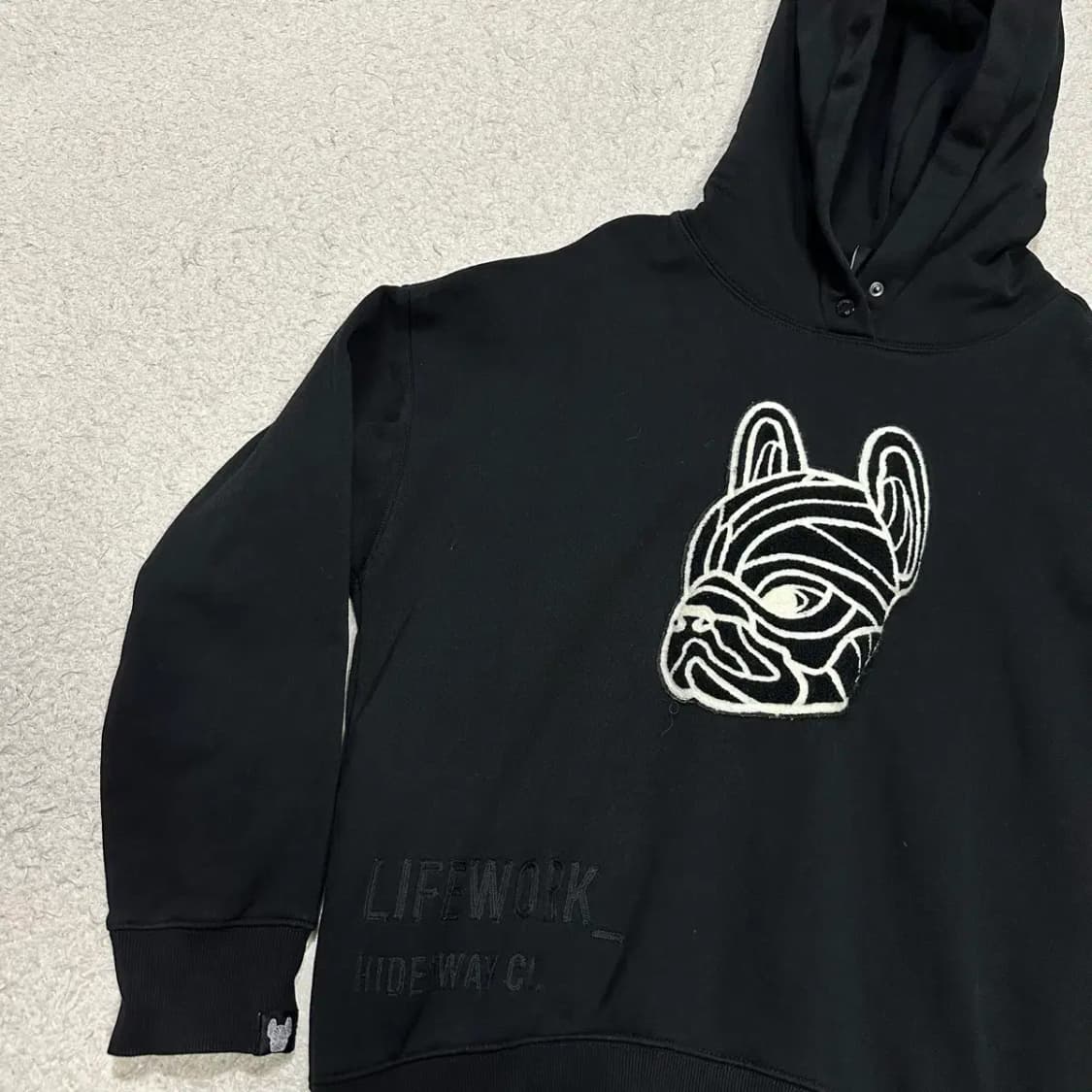 라이프워크 강아지 자수 후드티 블랙 기모 free 상품이미지2