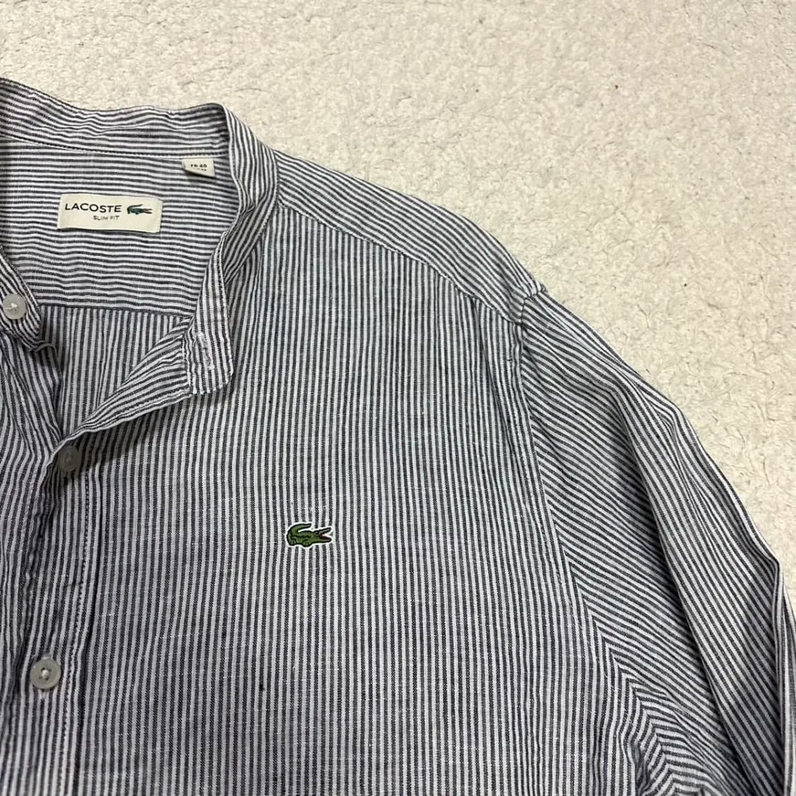 라코스테 린넨 스트라이프 헨리넥 셔츠 m 100 상품이미지2