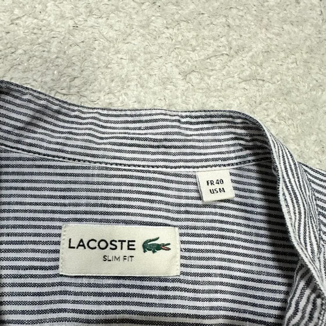 라코스테 린넨 스트라이프 헨리넥 셔츠 m 100 상품이미지3