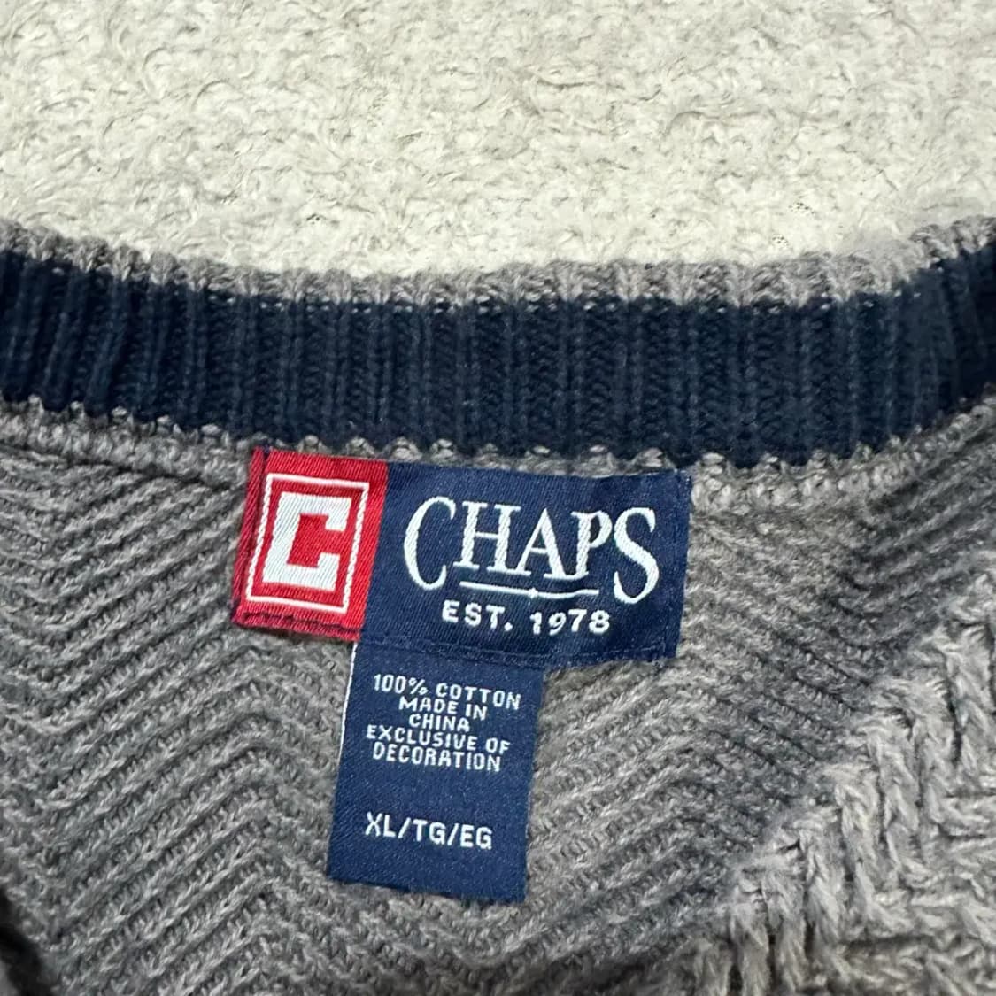 CHAPS 챕스 헤링본 패턴 니트 스웨터 xl 상품이미지3