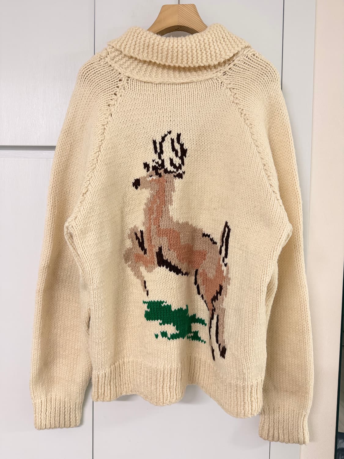 남녀 사슴 패턴 니트 집업 상품이미지2