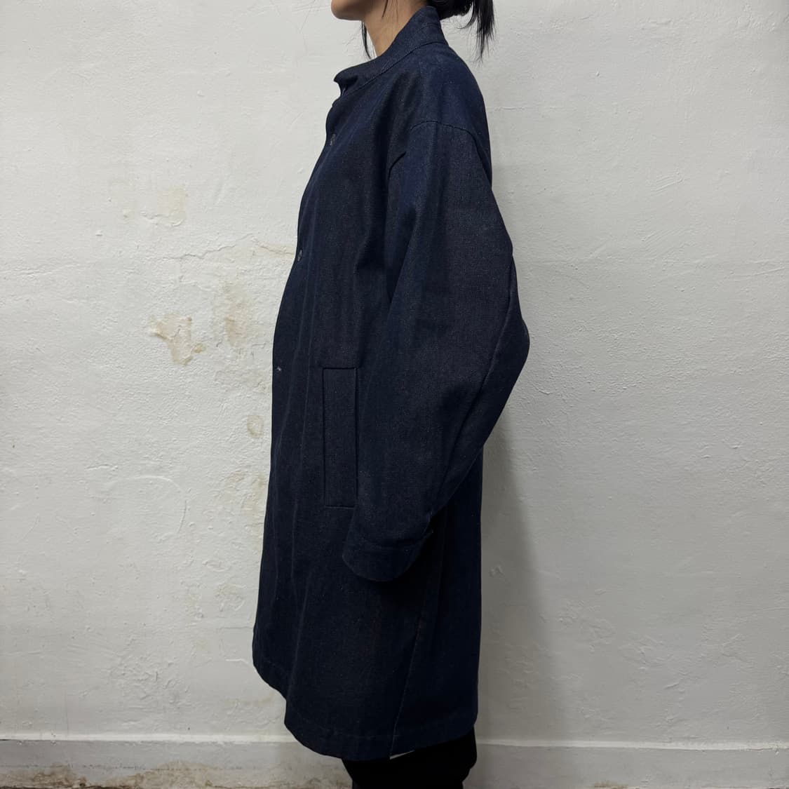 W.W.G 인디고블루 하이넥 버튼 데님 코트 상품이미지2