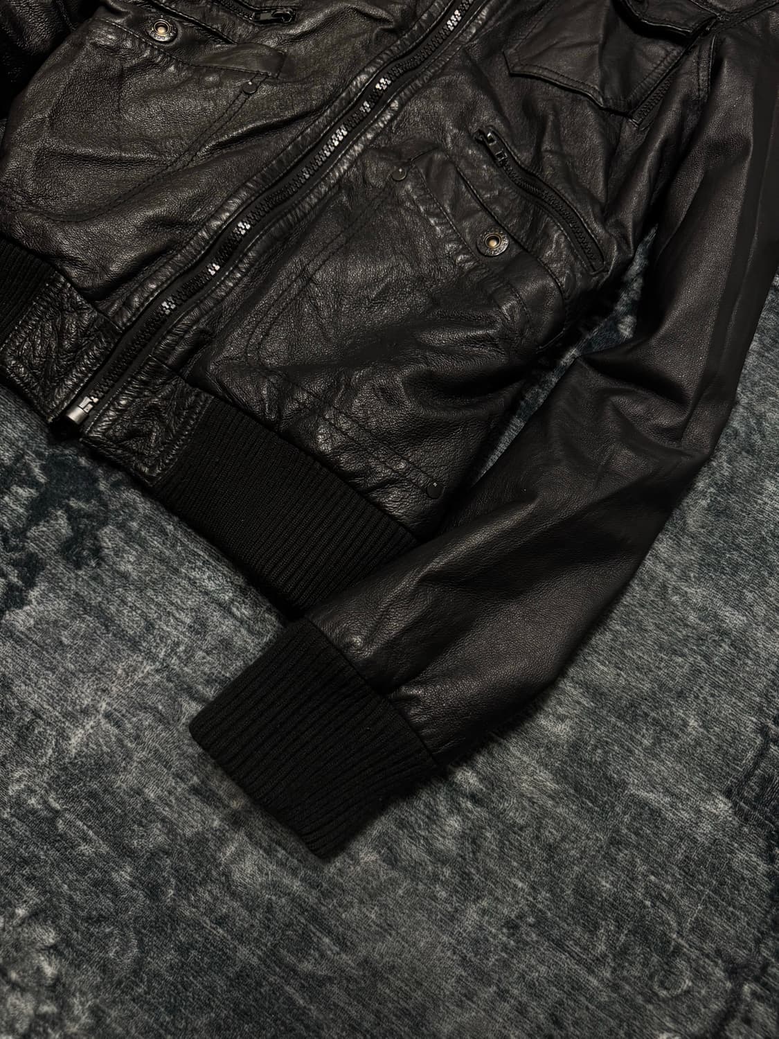 River island hood gimmick leather jacket 상품이미지5