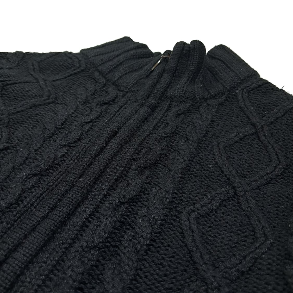 CL129 L 엘엘빈 90s 피셔맨 케이블 패턴 하이넥 풀 집업 니트 상품이미지3