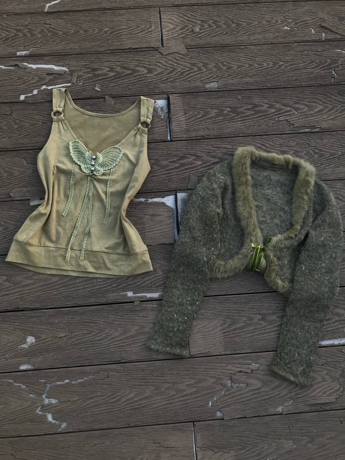 Butterfly Knit Tank & Fur Bolero set 상품이미지4