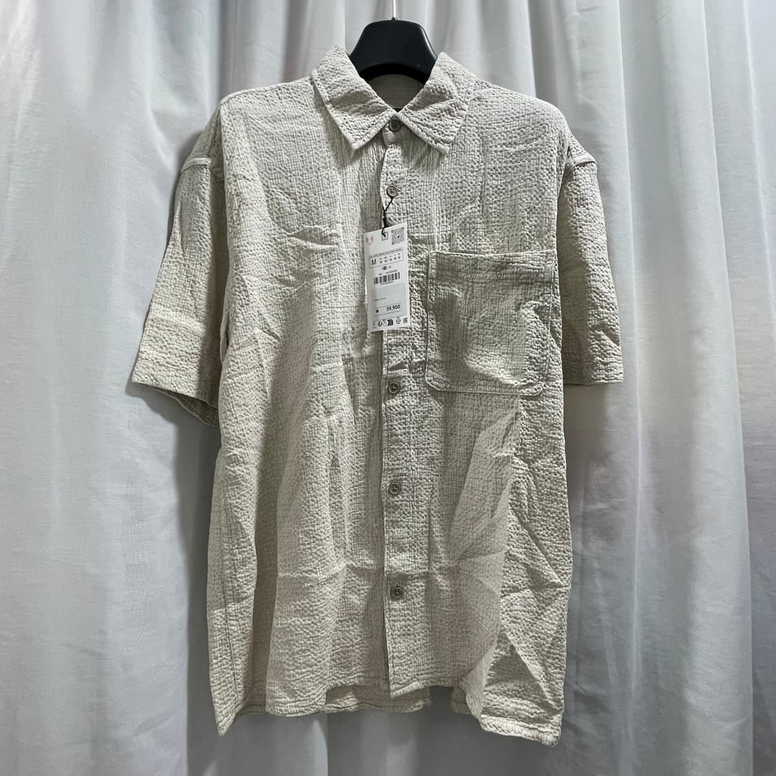 자라/ 텍스쳐드 포켓 반팔 셔츠/ M 상품이미지7