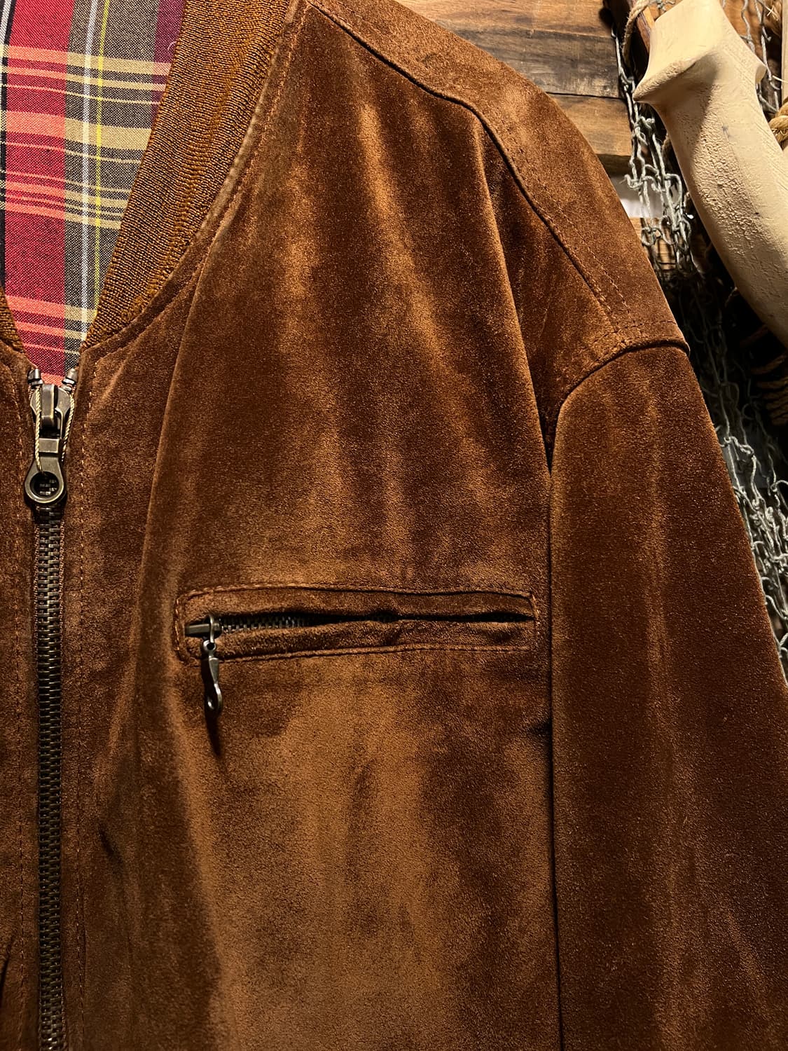 [L]90's USA 빈티지 오버핏 스웨이드 블루종 봄버 자켓 상품이미지3