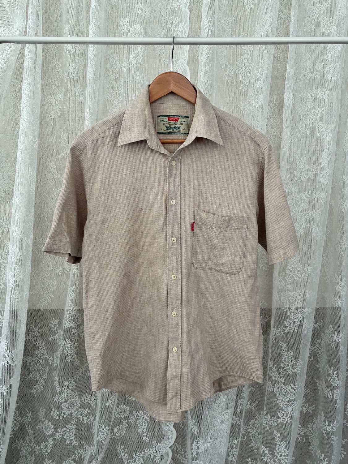 S-M) 리바이스 일본 와플 반팔 셔츠 베이지 상품이미지1