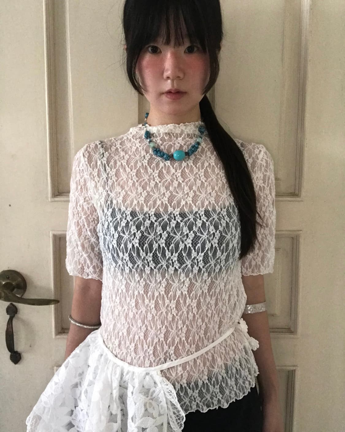vintage lace see-through top 상품이미지1