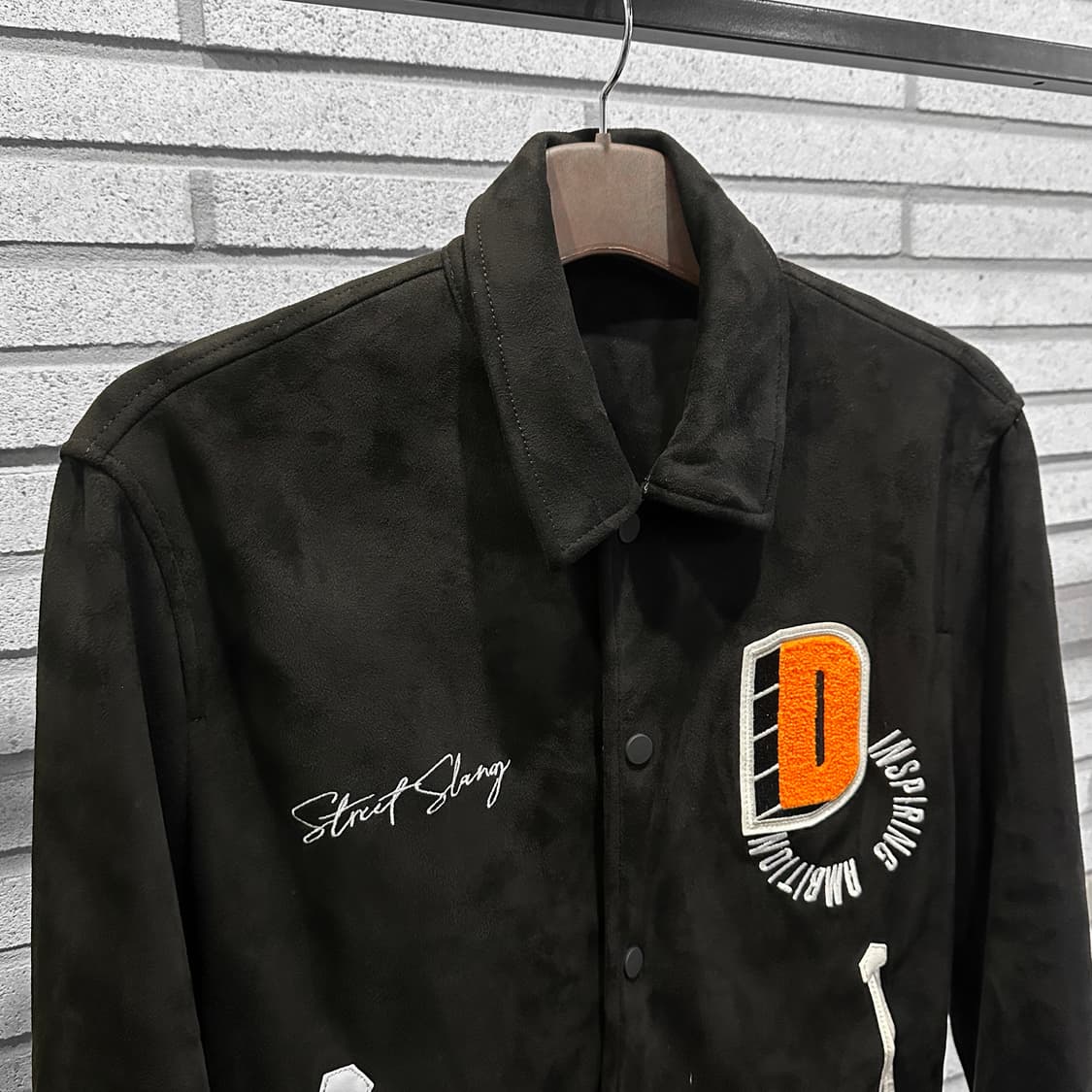 USA VINTAGE 블랙 D 와펜 스트릿 바시티 스웨이드 디테일 상품이미지4