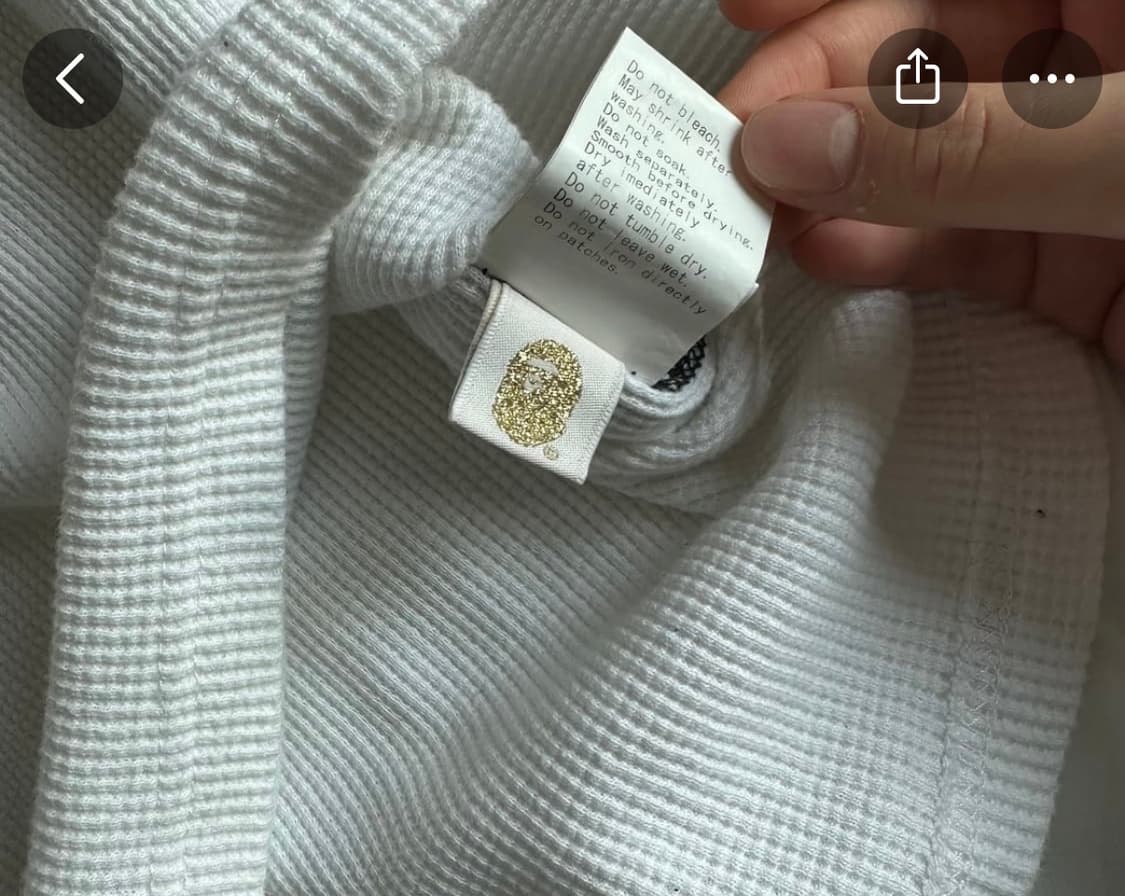 베이프 화이트 블랙 롱 슬리브 와플티 상품이미지2