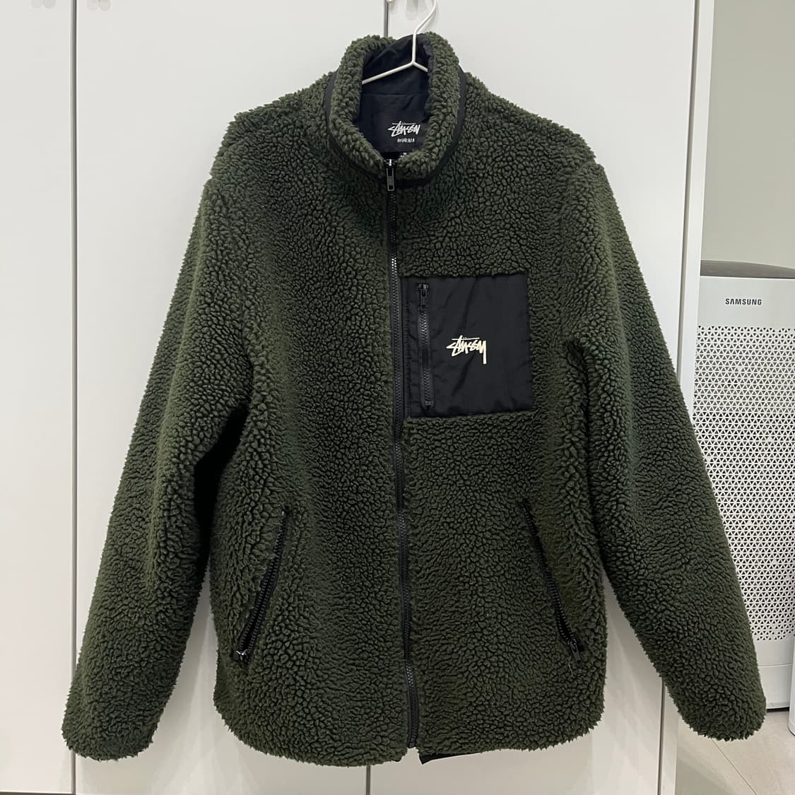 스투시 쉐르파 후리스 집업 올리브 상품이미지1