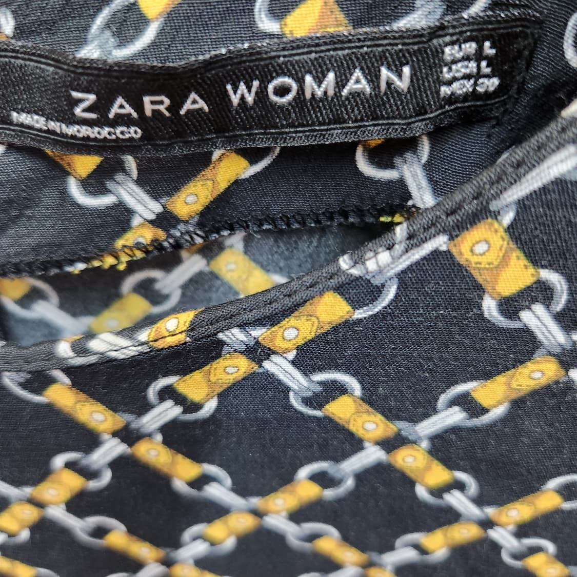 자라 ZARA 체인 버클 프린팅 블라우스 L 상품이미지5