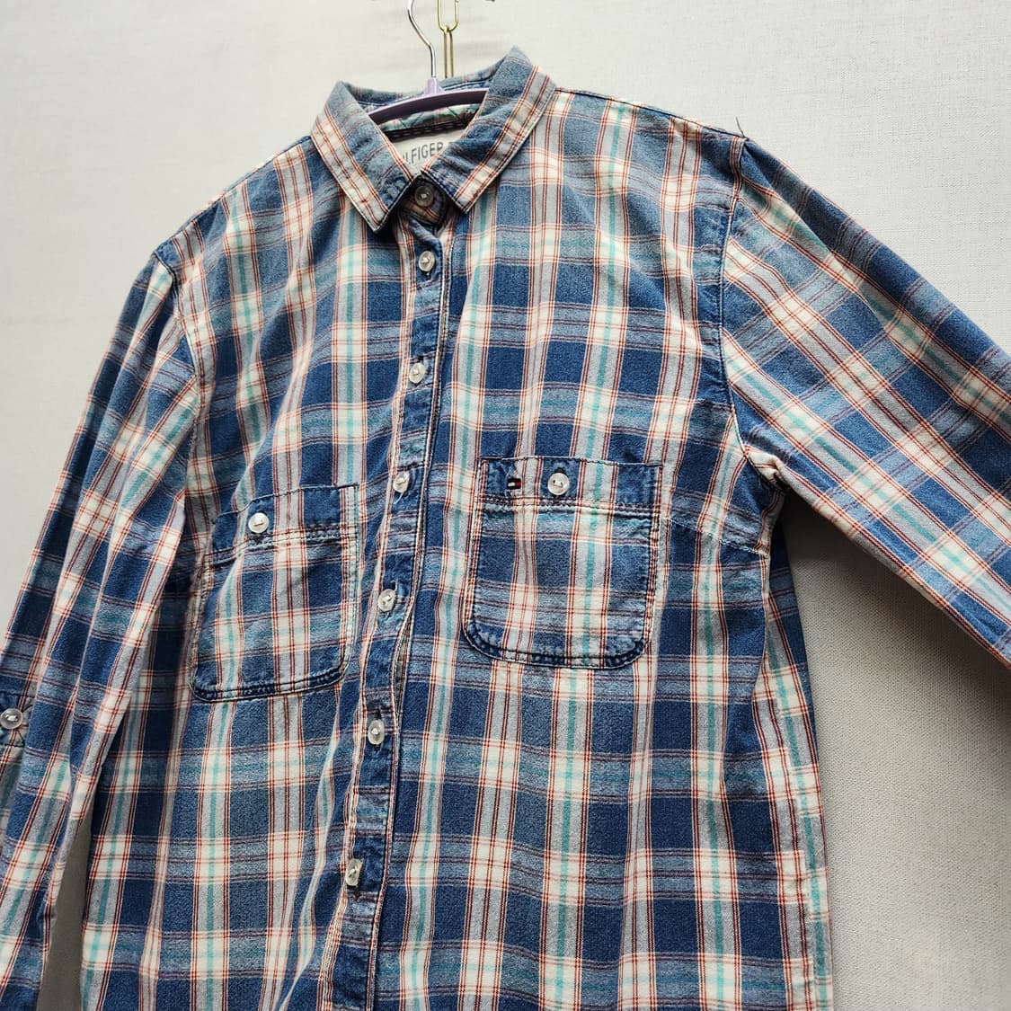 타미힐피거 데님 웨스턴 체크 패턴 셔츠 S(S) 상품이미지3