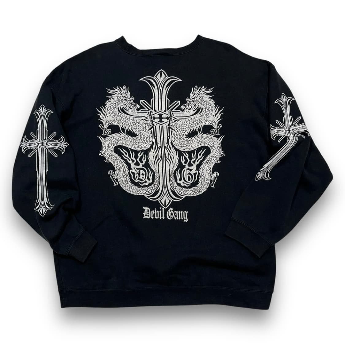 펑크 데빌 갱 드래곤 크로스 트라이벌 다크 맨투맨 상품이미지2