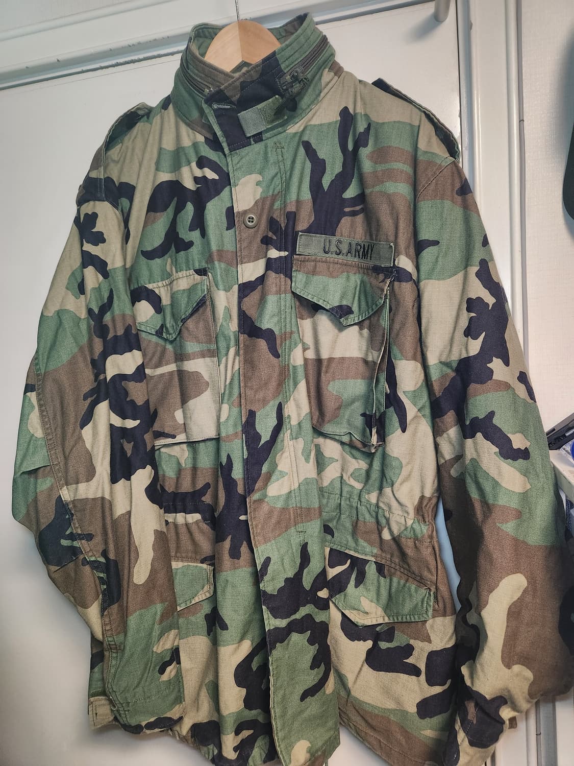 90s 미군 M-65 우드랜드 카모 필드 재킷 XL 상품이미지1