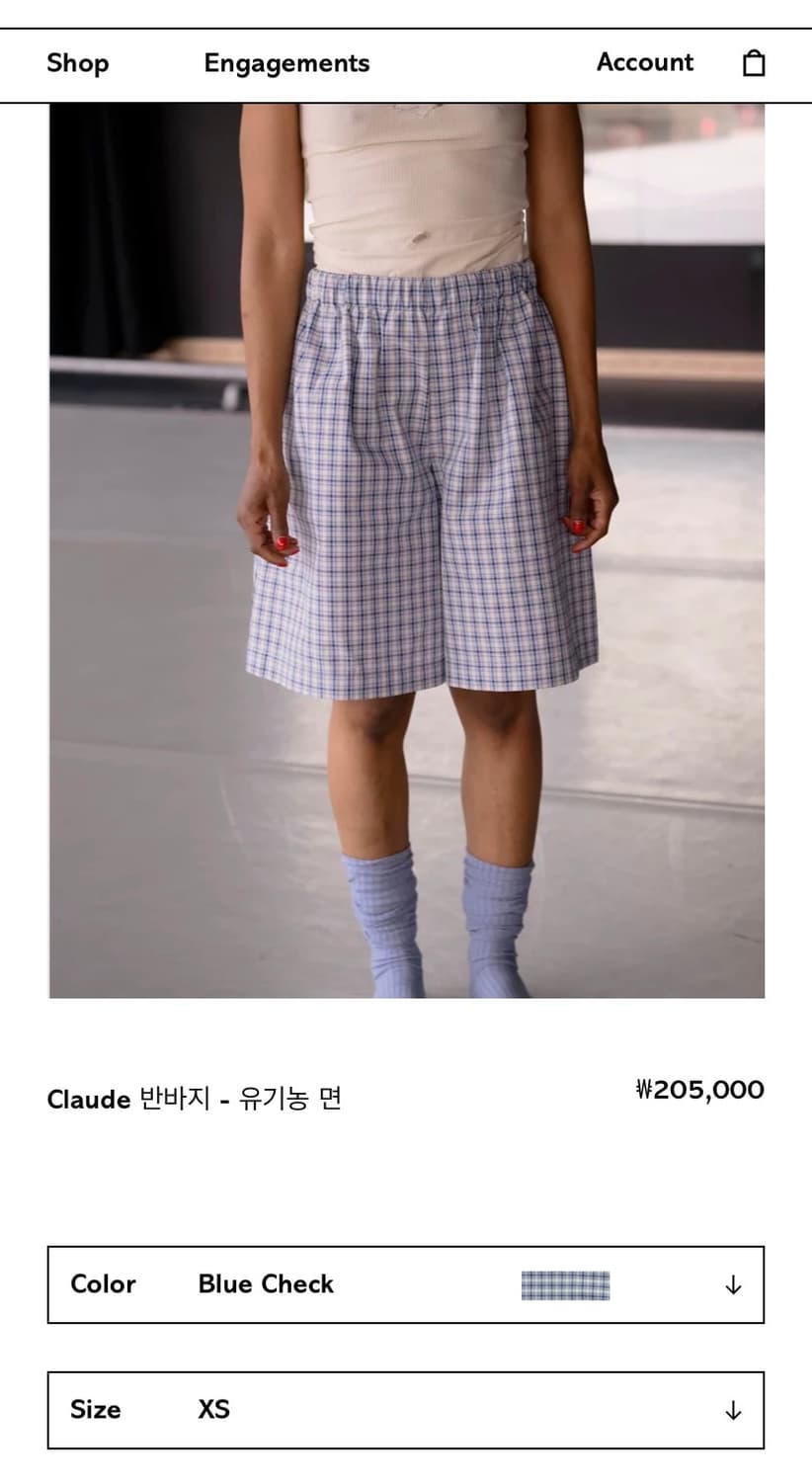 (S,M) 베이스레인지 Claude 체크 쇼츠 /블루 상품이미지6