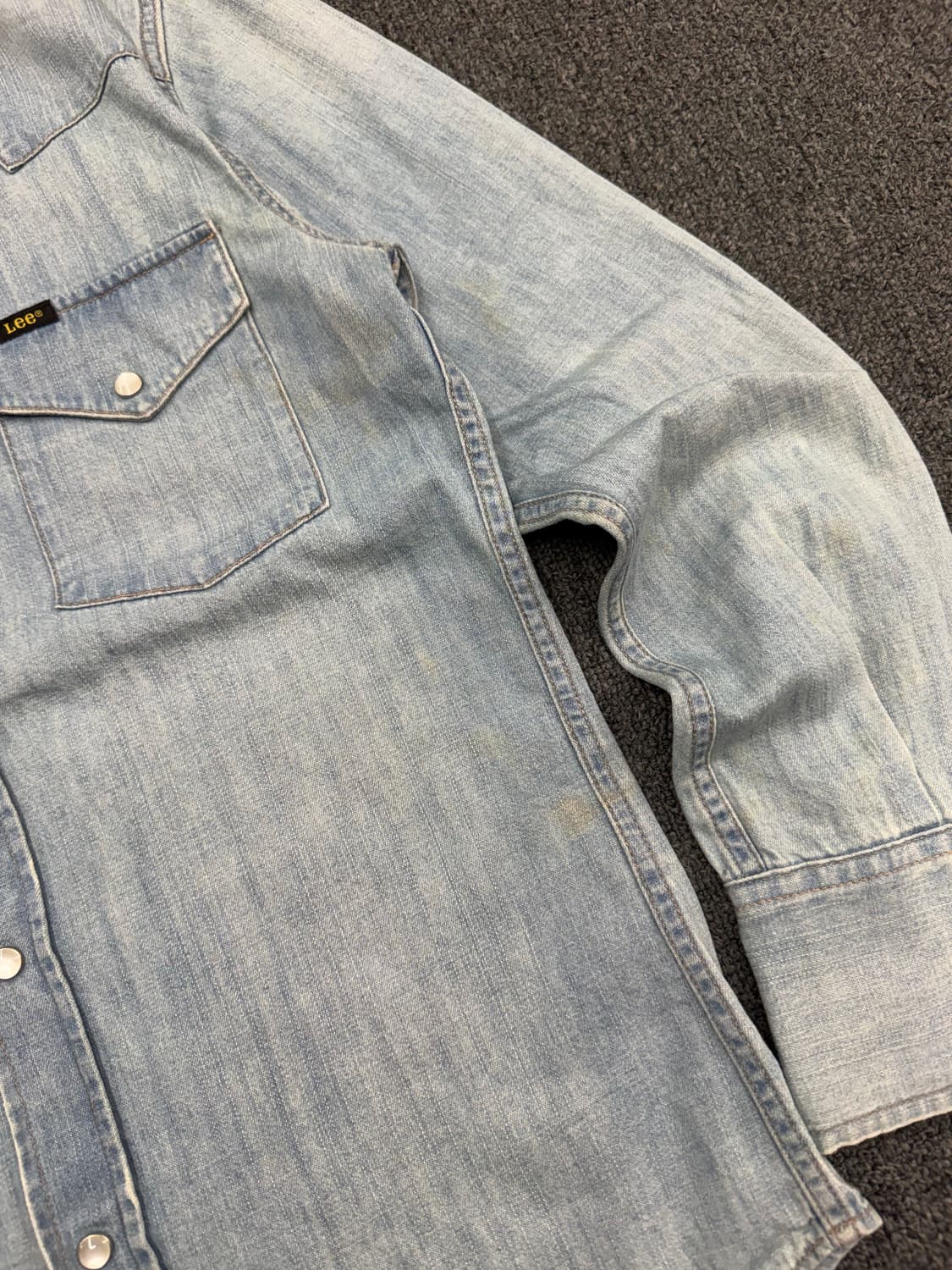 M)Lee 빈티지 워싱 연청 웨스턴 데님 셔츠 상품이미지4