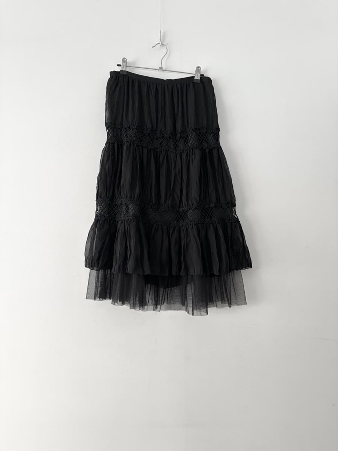 Embroidery slit net mix skirt 상품이미지1