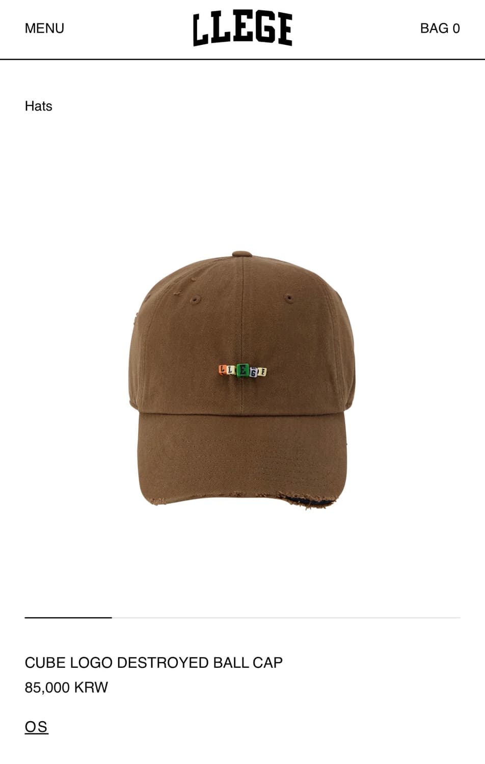 렉토 리지 큐브 로고 디스트로이드 볼캡 브라운 상품이미지4